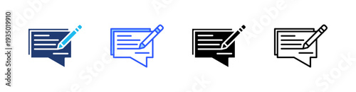 Write Comment Multi Style Icon Set Vector 