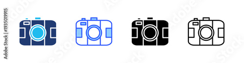 Camera Multi Style Icon Set Vector 
