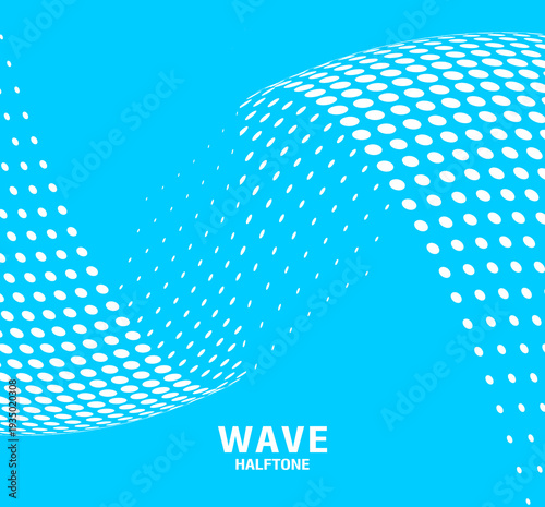 Minimal design of futuristic business concept in vector flat style with blue theme, halftone dot abstract with wave design background.