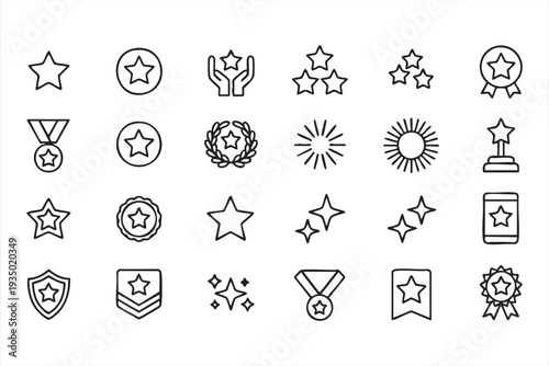 Modern outline award and rating symbols for digital interfaces