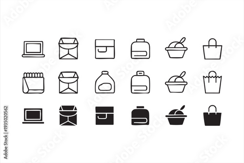 Retail and grocery shopping line icon pack for UI and web design