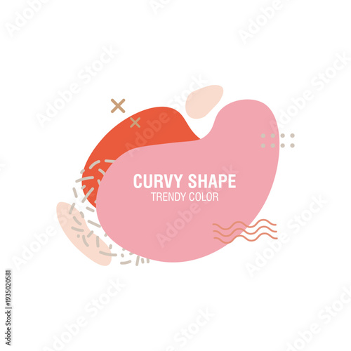 Modern abstract of geometric liquid minimal curvy design, dynamic fluid shape, curvy shape trendy color in vector amoeba shape design.