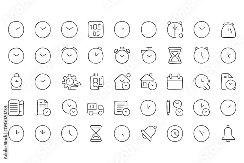 Minimal outline clock and schedule icons for calendar and workflow interfaces