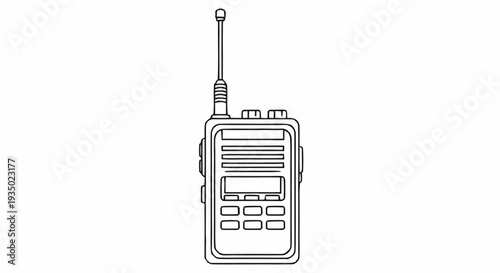 Simple line drawing of a handheld radio transceiver device.