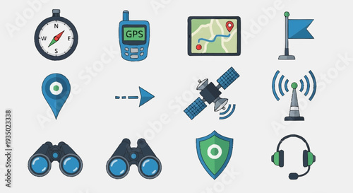 Collection of Navigation and Exploration Icons.