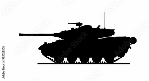 Silhouette of a tank on a white background.