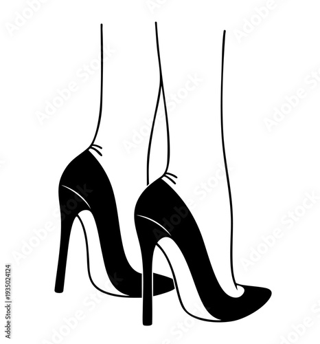 Classic Court Shoes with Pointed Toe on Woman Legs in Strict Business Pose, Professional Office High Heel Footwear