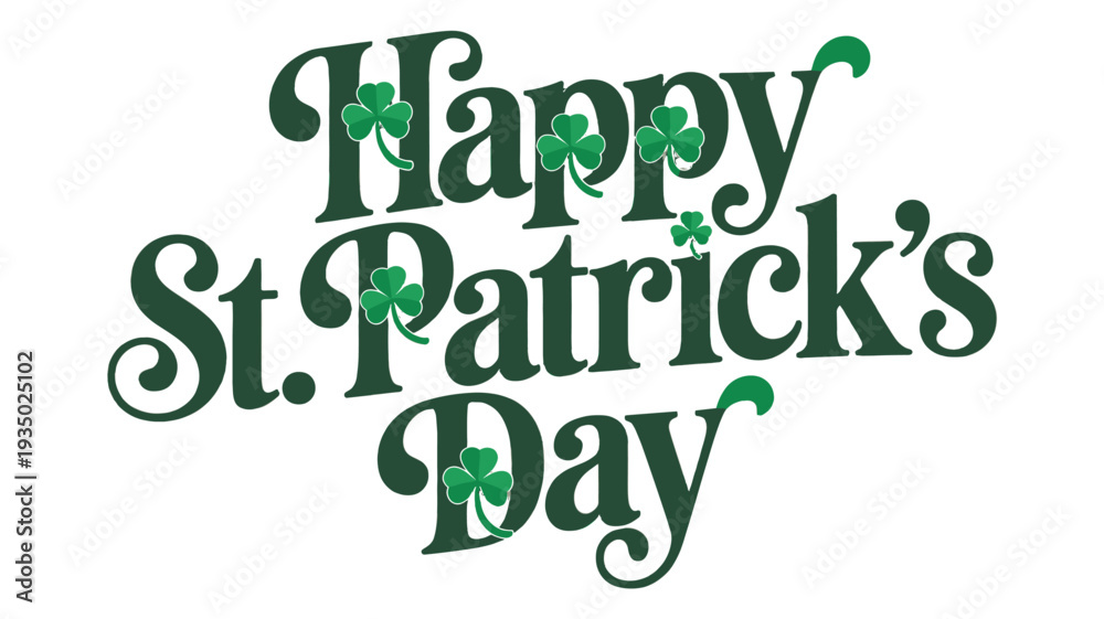 Fototapeta premium Happy St. Patrick's Day design in green, celebrating Irish culture and good fortune.