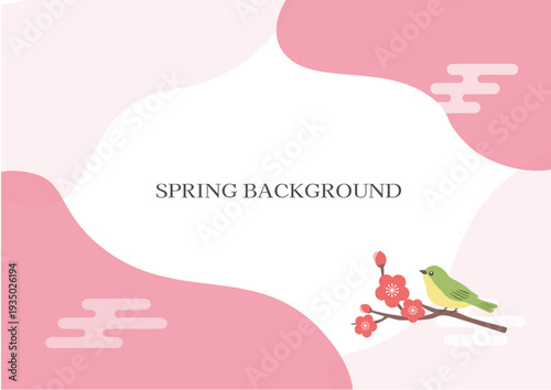 春の背景イラスト　春のお花のイラスト　詰め合わせ　春素材　春のバナー　 ロゴ　桜
