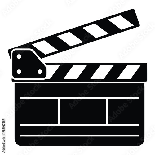Black and white clapper board for film and movie production  simple icon icon