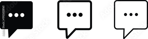 Set of simple speech bubbles icons with ellipsis for chat and messaging applications