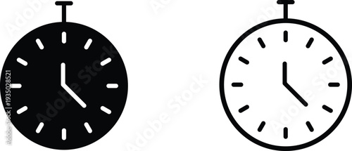 Simple stopwatch icons in black and white on transparent background