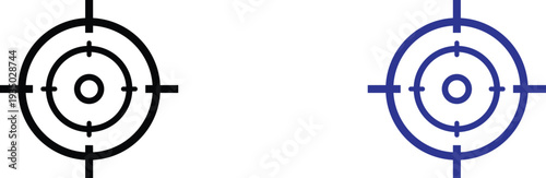 Two simple target icons with crosshairs and concentric circles isolated