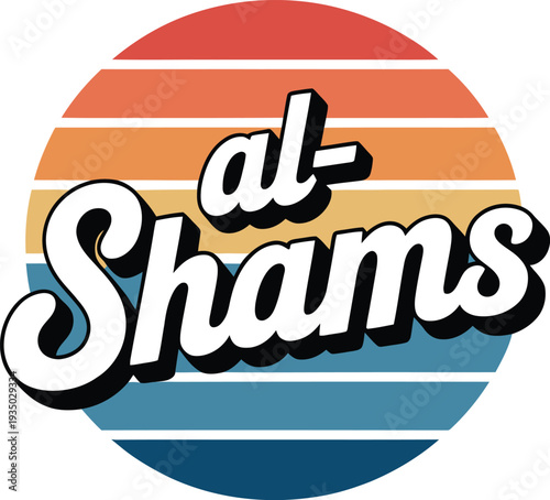 Colorful circular with al- Shams text in white and black circle al-Shams