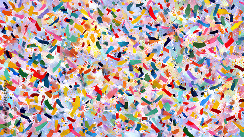 Colorful Confetti Background with Streamers Stock Illustration