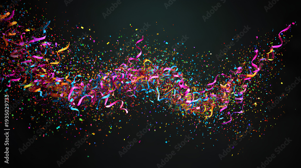 Obraz premium Confetti Burst Isolated Festive Streamers and Particles Stock Illustration