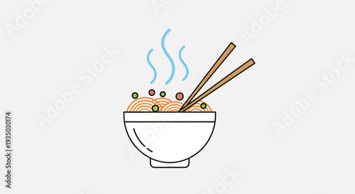 Steaming Bowl of Noodles with Chopsticks