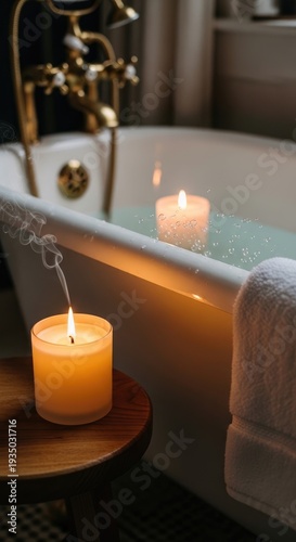 Relaxing Candlelit Bath Time Serenity.