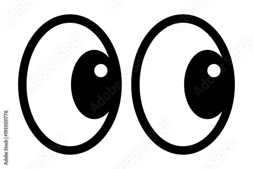 vector cartoon emoji black eyes look clipart isolated on transparent background. 