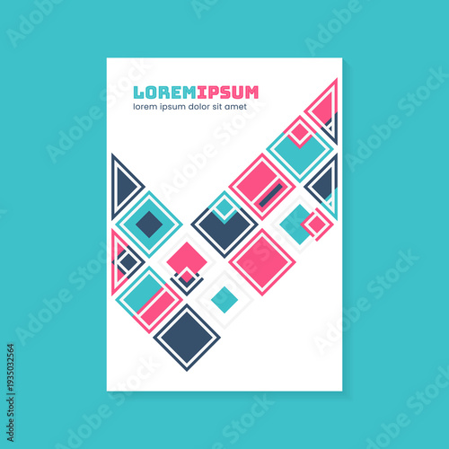Abstract geometric cover design with colorful diamond shapes on white