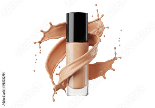 Liquid foundation makeup product isolated on transparent background
