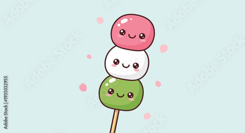 Cute Dango Dessert with Cherry Blossoms