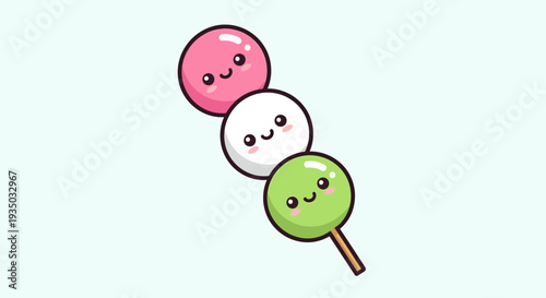 Cute Dango Skewer Kawaii Food Illustration