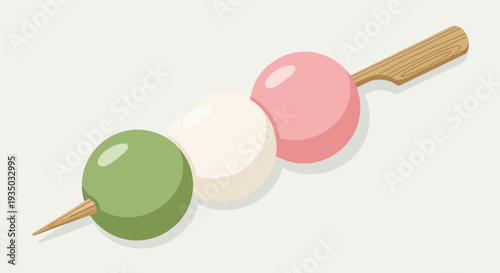 Hanami Dango Skewer: Pink, White, Green Sweet Dumplings