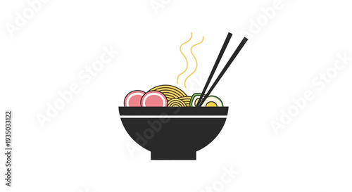 Steaming Bowl of Ramen Noodles with Chopsticks