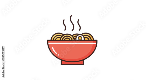 Steaming Bowl of Ramen Noodles with Egg