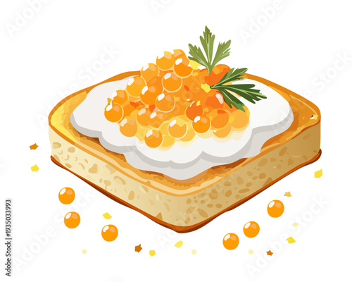 Savory pesto tartlet with fresh mozzarella and basil leaf for gourmet mediterranean cafe appetizer menu item - Vector Illustration