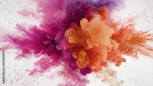 Vibrant colorful powder explodes outwards creating a dynamic abstract cloud