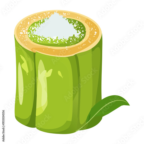 Green matcha swiss roll with white cream filling for healthy Japanese fusion dessert and modern bakery shop - Vector Illustration