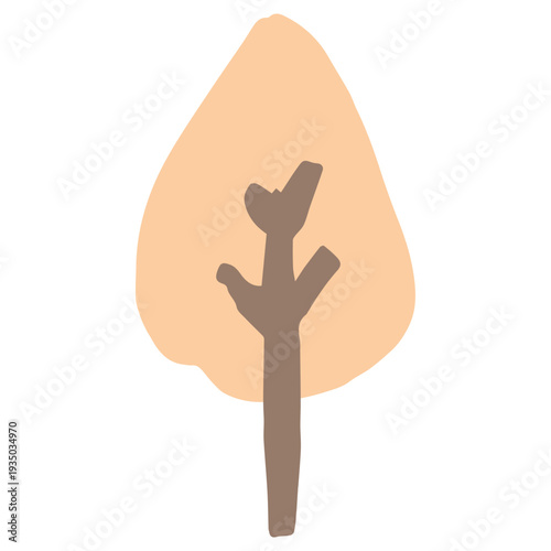 秋の訪れを感じる紅葉した木のイラスト 9月の園だよりに使いやすいシンプル手描き素材シリーズ