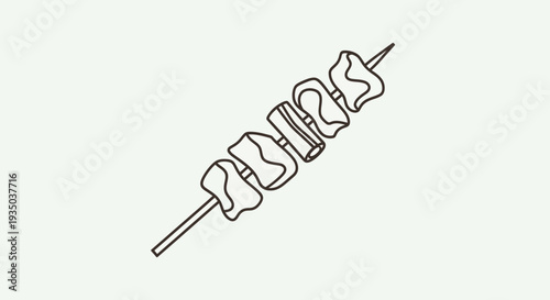 Meat Skewer Line Art Icon