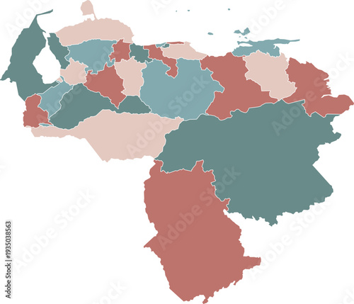 Venezuela Administrative and Topographic Map Illustration