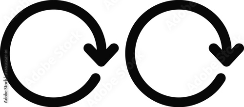 Two Black Circular Arrows Vector Icon Set Showing Rotation Cycle Refresh Sync Progress Loading Motion Isolated On White Background Graphic Design