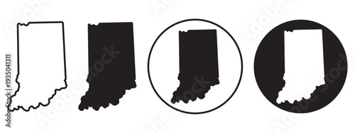 US state Indiana map sign symbol icon set