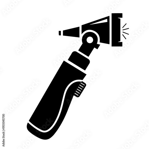 Otoscope Black and White Vector Icon Ear Examination Medical Instrument Line Art Illustration for ENT Clinic and Healthcare Use