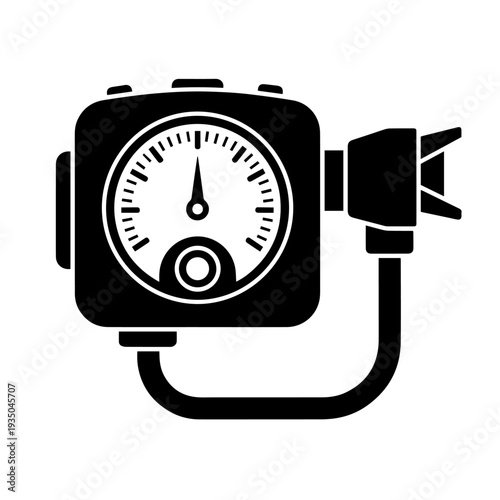 Spirometer Black and White Vector Icon Pulmonary Function Testing Device Line Art Illustration for Respiratory Care and Clinical Diagnostics Use