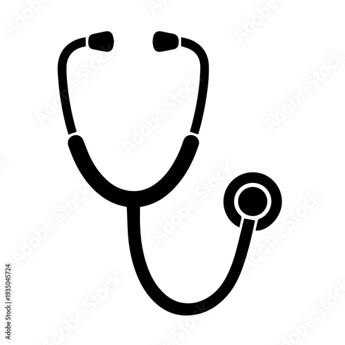 Stethoscope Black and White Vector Icon Medical Examination Instrument Line Art Illustration for Healthcare Hospital and Clinical Use