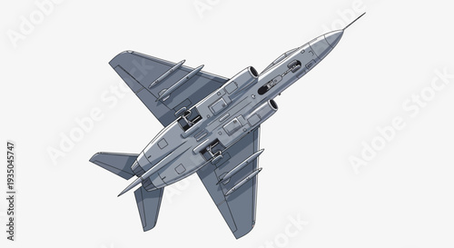 Military Fighter Jet Flying Isolated on White Background.