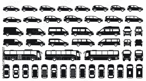 Comprehensive Vehicle Silhouette Set for Architectural Site Plans and Transportation Design