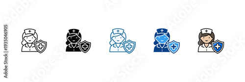 Nurse Icon Set Multiple Style Collection