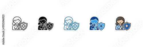 Injured Patient Icon Set Multiple Style Collection