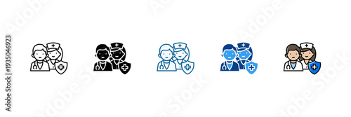 Medical Team Icon Set Multiple Style Collection
