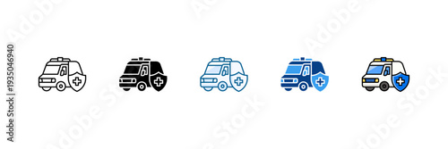 Ambulance Icon Set Multiple Style Collection