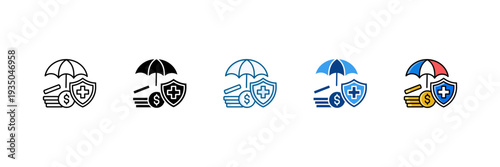 Insurance Coverage Icon Set Multiple Style Collection