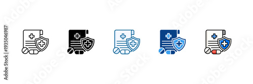 Prescription Icon Set Multiple Style Collection