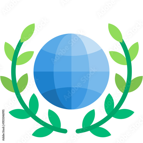 Globe with Laurel Wreath Icon
